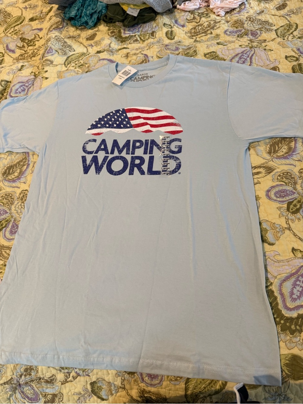 NEW*Light Blue graphic Short Sleeve Tee Shirt—Large